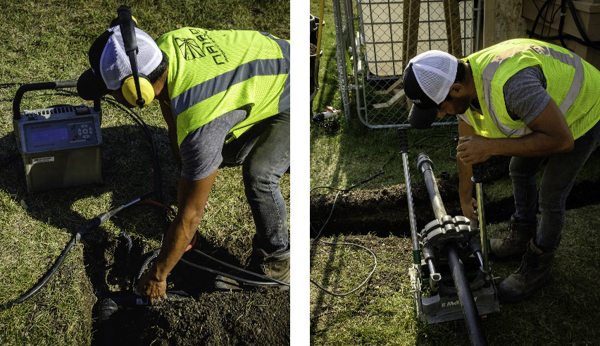 Naiad service team installing irrigation system
